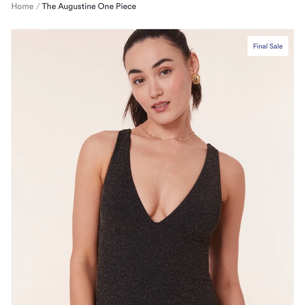 Black Sparkly V-Neck One Piece